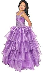 Girls Floor Length Beaded Crystal Lace Crystals  Organza  Ball Gown Pageant Dress/Prom Dress/Party Dress 