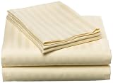 Elegance 300 Thread Count 100% Pima Cotton Woven Dobby Stripe Sateen Queen Sheet Set, Cream
