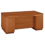 Bush Furniture Milano Bow Front Double Ped Desk, Golden Anigre