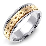 SEALGAIR 14K Two-Tone Celtic White Gold Wedding Band Ring