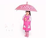 (ヘラサ)Herasa　レインコート　子供　カッパ　ウサギ　女の子　ランドセル対応　ふかふかのバイザー付き　小学生 (S)