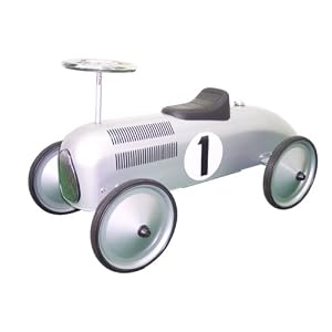SILVER SPEEDSTER RACER SCOOT-ALONG - Fun reproduction of early 20th century race car by HomeLifeShopping