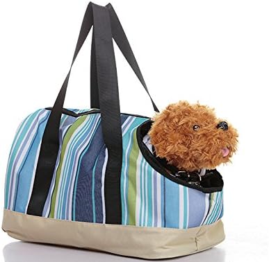Dog pack cat pack dog backpack dog portable hand bag color stripe pet bag (BLUE STRIPE)