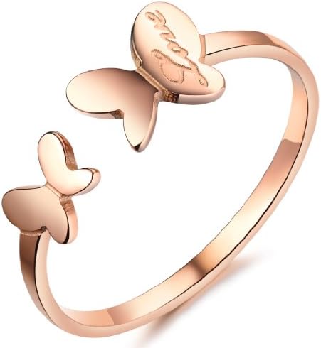 MagicPieces Women's Fashion Jewelry Butterfly Shape Titanium Stainless Steel Ring US 8