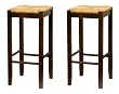Bar Stool, 29" Rush Seat Walnut Finish S/2