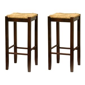 Bar Stool, 29-Inch Rush Seat Walnut Finish S 2 by Winsome