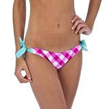 Xhilaration® Juniors Checked/Polka Dot Print Side Tie Swim Bottom - Pink/White/Green