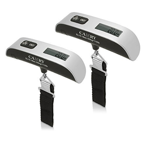 Camry Digital Hanging Postal Luggage Scale Temperature Sensor 110lb/50kg Silver/black, 2pack