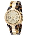 MICHAEL Michael Kors Women's Chronograph Goldtone Mixed Metal and Tortoise Acrylic Bracelet Watch