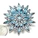 Blue Austrian Rhinestone Silver-Tone Flower Brooch Pin