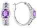 1.86CTW AMETHYST WITH DIAMOND ACCENT PLATINUM OVER STERLING SILVER HOOP EARRINGS