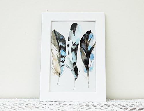 Bluebird Feather Matted Art Print