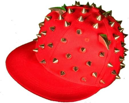 Wholesale Flat Bill Blank/Plain Snapback Hats w/ Spike (Red)