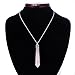 Natural Hexagonal Pile Gemstone Crystal Pendant Necklace, Stainless Steel Chain, Unisex, Power Healing Chakra