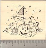Trick or Treating Friends Rubber Stamp - Wood Mounted