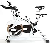 Semi Commercial Fitness Bike Home Workout Gym Master Heavy Duty Exercise Machine in White, 18kg Flywheel