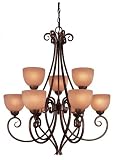 Minka Lavery 729-355, Caspian Glass 2 Tier Chandelier Lighting, 9 Light, 540 Total Watts, Bronze