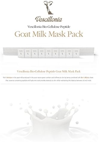VESCILLONIA Korea Bio Cell Peptide Goat's Milk for Skin Care Full Face Facial Mask Sheets X 3pcs pack