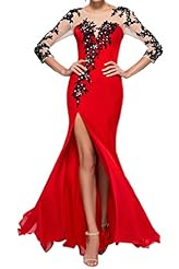 2015 Sheath Lace Jeweled Chiffon Evening Dress/Prom Dress 