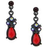 Blaze Siam Tone Tri-Sparkle Drop Earrings