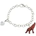 Sterling Silver Cubic Zirconia Heart and Wood Howling Wolf Vampire Charm Bracelet