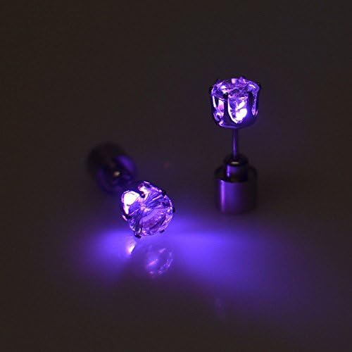 SODIRL Creative Unisex Led Light Blinking Ear Studs Earrings Earings Ear-purple