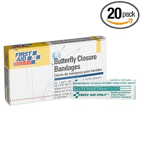 First Aid Only Butterfly Wound Closures, 10-Count Boxes (Pack of 20)