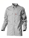 Benchmark Flame Resistant Button Front Shirt, 100% FR cotton, HRC 1, Light Gray, L (Pack of 1)