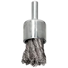 Weiler Wire End Brush, Hollow End, Round Shank, Stainless Steel 302, Partial Twist Knotted