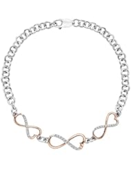 10K Two Tone Gold, Diamond Infinity Tennis Bracelet (0.11 cttw)