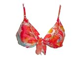 Be Creative Turquoise & Coral Ruffled Scarf Swimsuit-top L