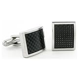 FIBO Black Carbon Fiber Rectangle Cufflinks