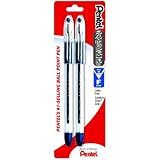 Pentel R.S.V.P. Ballpoint Pen, Fine Line, Blue Ink, 2 Pack (BK90BP2C)
