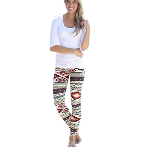 Lookatool® Women's Cotton Skinny Geometric Print Stretchy Pants Leggings (L)