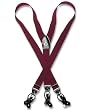 Men's BURGUNDY SUSPENDERS Y Shape Back Elastic Button & Clip Convertible