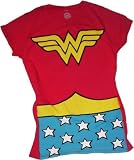 Wonder Woman Costume All-Over Print Crop Sleeve Fitted Juniors T-Shirt