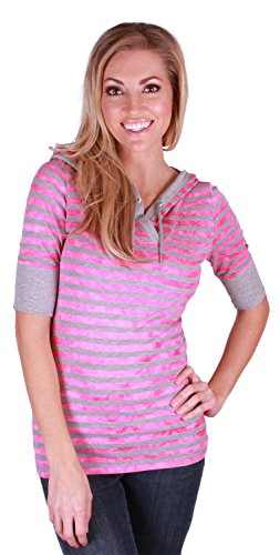 Calvin Klein Women's 1/2 Sleeve Hooded Pullover Top