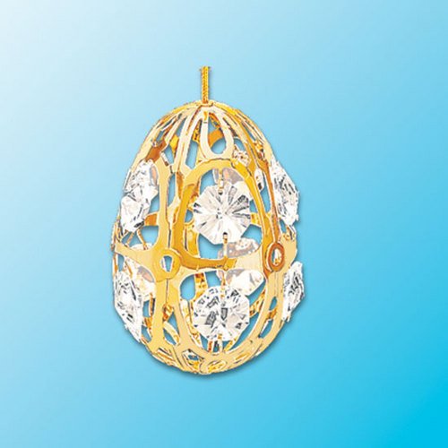 24k Gold Egg Ornament – Clear Swarovski Crystal 24k Gold Egg Ornament – Clear Swarovski Crystal
