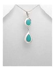 Reconstructed stones Pendant Necklace In 92.5 Sterling Silver