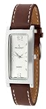 Peugeot Women's 318BR Silver-Tone Brown Leather Strap Watch