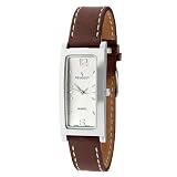 Peugeot Womens 318BR Silver-Tone Brown Leather Stra