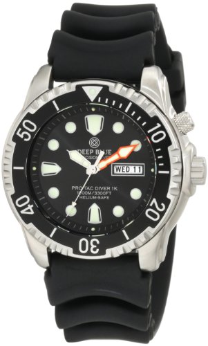 Deep Blue Men's PTDVRBLACK 1000m Diver Watch On Sale