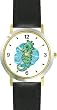 Sea Horse or Seahorse No.1 Animal - WATCHBUDDY&reg; DELUXE TWO-TONE THEME WATCH - Arabic Numbers - Black Leather Strap-Size-Large ( Men's Size or Jumbo Women's Size )