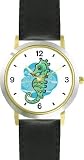 Sea Horse or Seahorse No.1 Animal - WATCHBUDDY&reg; DELUXE TWO-TONE THEME WATCH - Arabic Numbers - Black Leather Strap-Size-Large ( Men's Size or Jumbo Women's Size )