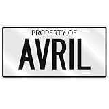 NEW  PROPERTY OF AVRIL  LICENSE PLATE SIGN NAME