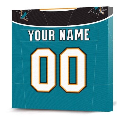 NHL San Jose Sharks Customizable Jersey Canvas Print (12 x 12)