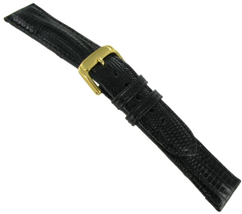 18mm Speidel Genuine Teju Lizard Black Watch Band Regular