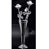 2 Crystal Roses/bud Vase