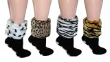 Chenille Slipper Socks with Animal Print Cuffs by CTM