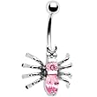 14k White Gold Light Pink Cubic Zirconia Spider Belly Ring